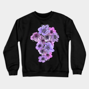 No Greater Love Than Jesus Cross With Flowers Crewneck Sweatshirt